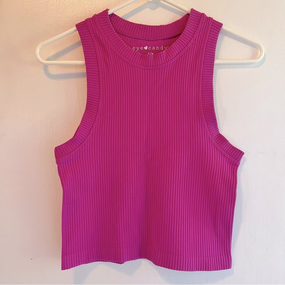 Eye Candy Pink Ribbed Crop Tank (size s/m) - Picture 7 of 7